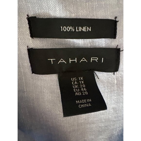 Tahari Womens 100% Linen Button-Down Shirt Dress Light Blue Size 1X - Picture 2 of 4